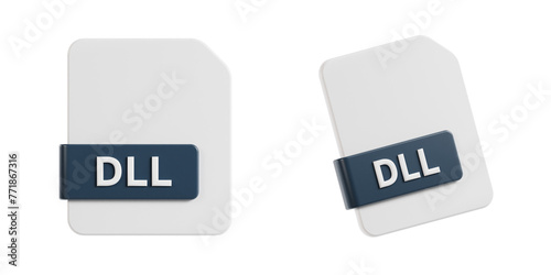 3d dll, 3d render icon illustration, transparent background, file format