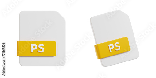3d ps, 3d render icon illustration, transparent background, file format