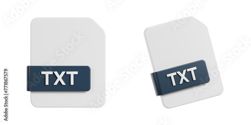 3d txt, 3d render icon illustration, transparent background, file format