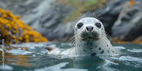 Seal spotted in Helgoland, Germany. Concept Animals sightings, Marine wildlife, Seal population, Helgoland island, German coastal regions photo