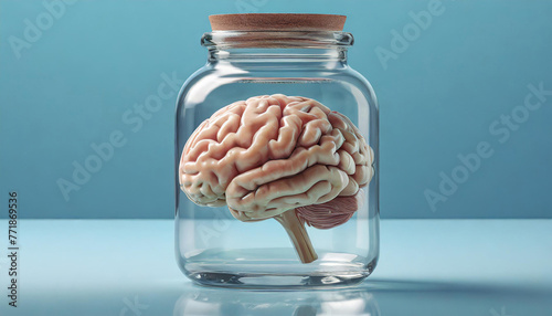 someone's brain in a glass jar photo