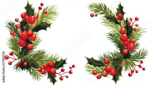 Greeting card with a festive wreath. Christmas wrea