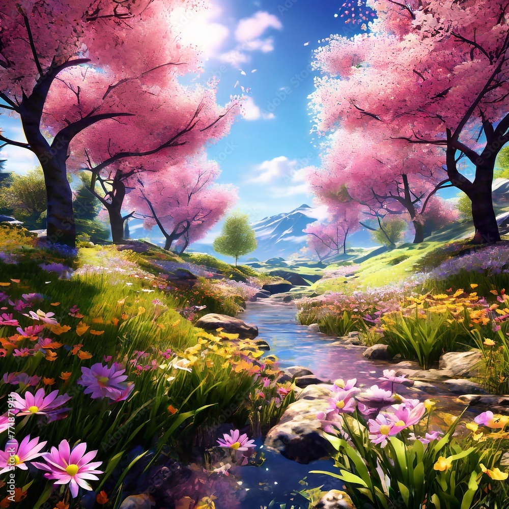 landscape with blossoms