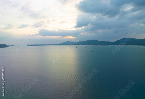 Summer sea waves nature background,Drone aerial view ocean background © panya99