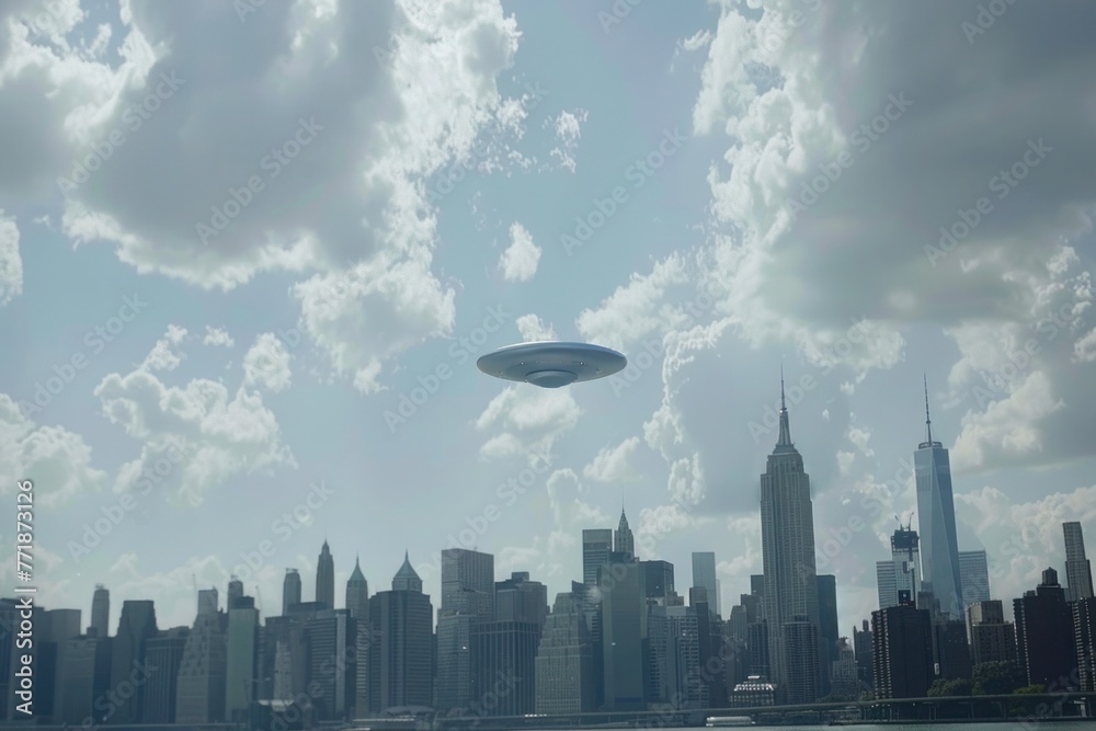 Naklejka premium unidentified flying object in the sky