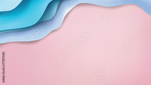 Paper cut background with layers of blue and pink