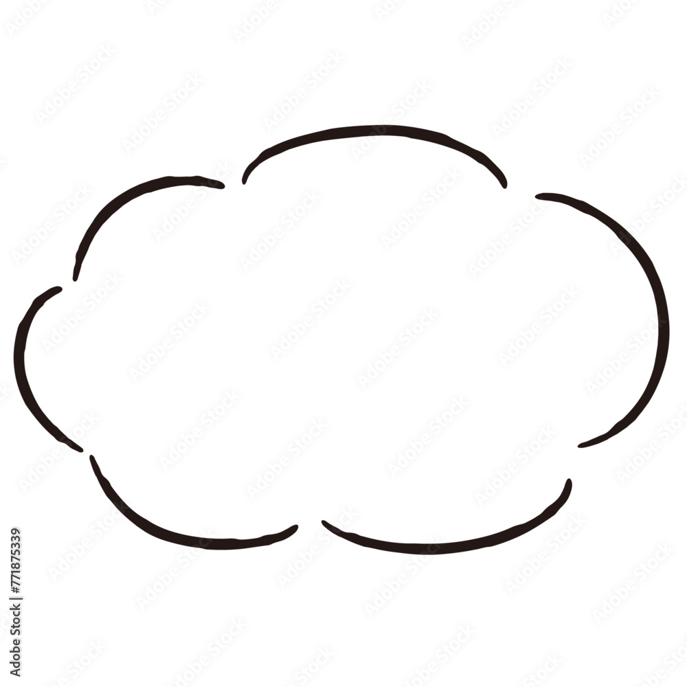 シンプルでおしゃれな手描きの吹き出し（白黒・単体・横書き）