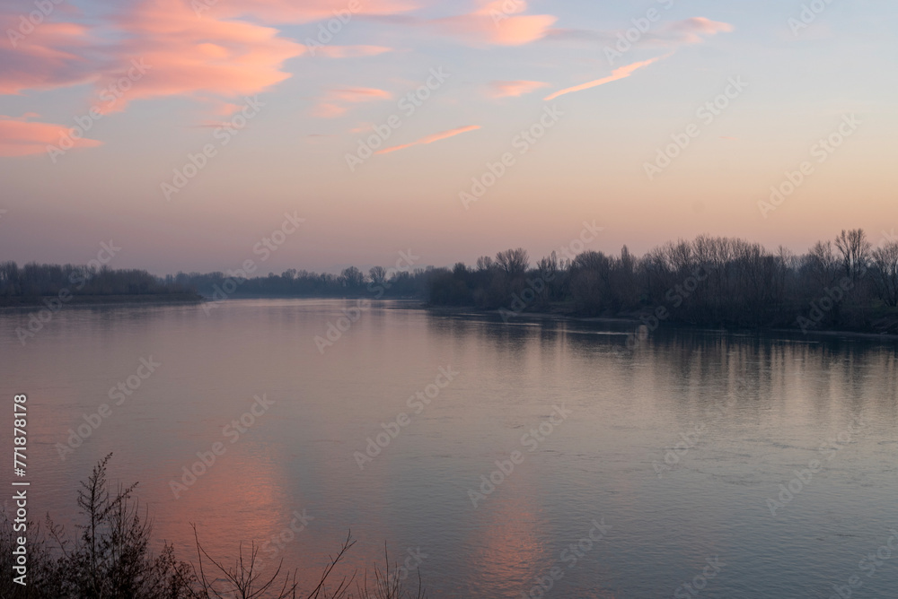 The Po river is dressed in pink, Cremona.