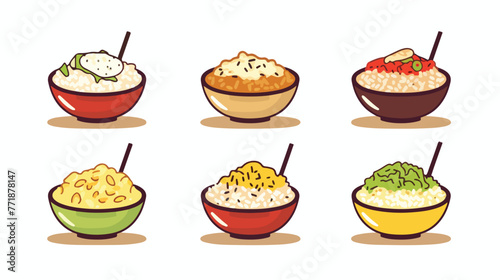 Illustration of Rice Bowl Filled Color Icon - Fast
