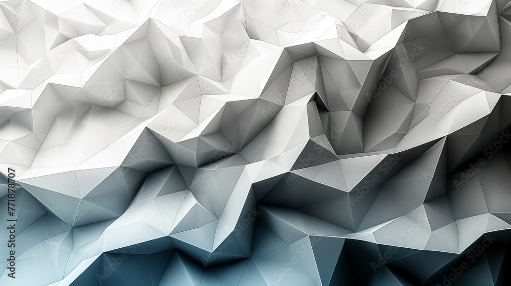 Obraz premium Abstract image. White and black abstract background for design. Geometric shapes. Triangles, squares, stripes, lines. Color gradient. Modern, futuristic. Light dark shades. Web banner. Modern