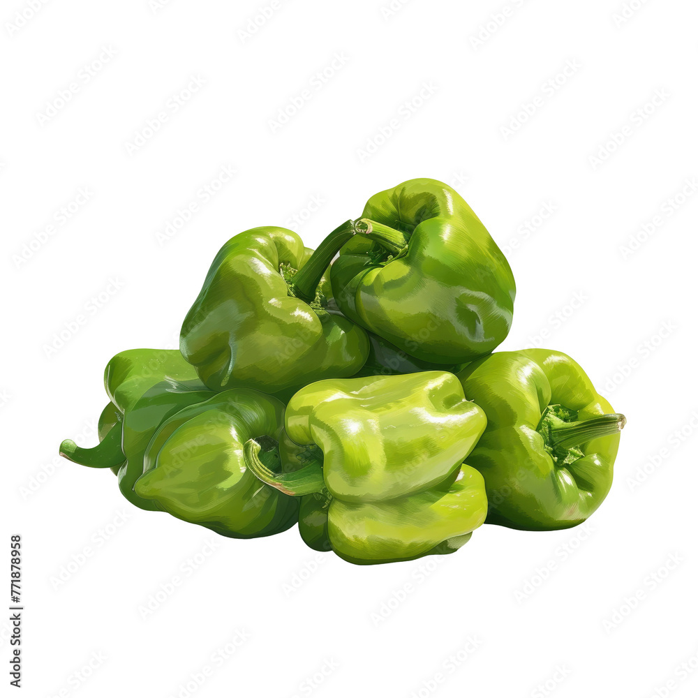 Food Pile of green pepper, staple ingredient in cuisine Food Pile of green pepper, staple ingredient in cuisine