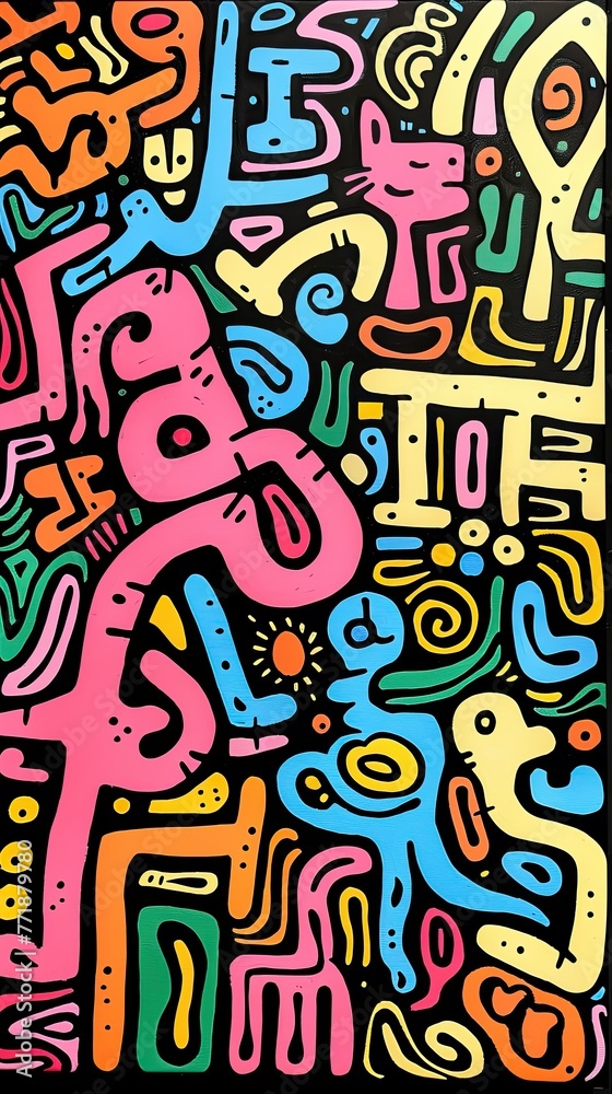 Obraz premium Pattern in doodle form, abstract and minimal, illustration made with generative AI