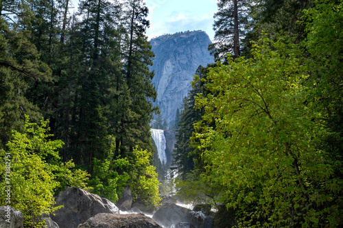 Vernal Fall  Mist Trail. Yosemite National Park during summer 2023