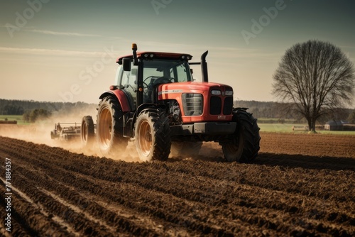 farmer with tractor preparing land for planting plants  agriculture  farming and harvesting concept