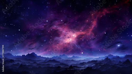 Purple blue nebula background © ma
