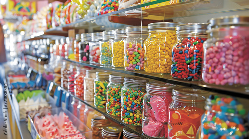 Wallpaper Mural Assorted Colorful Candies in Glass Jars on Store Shelves Display Torontodigital.ca