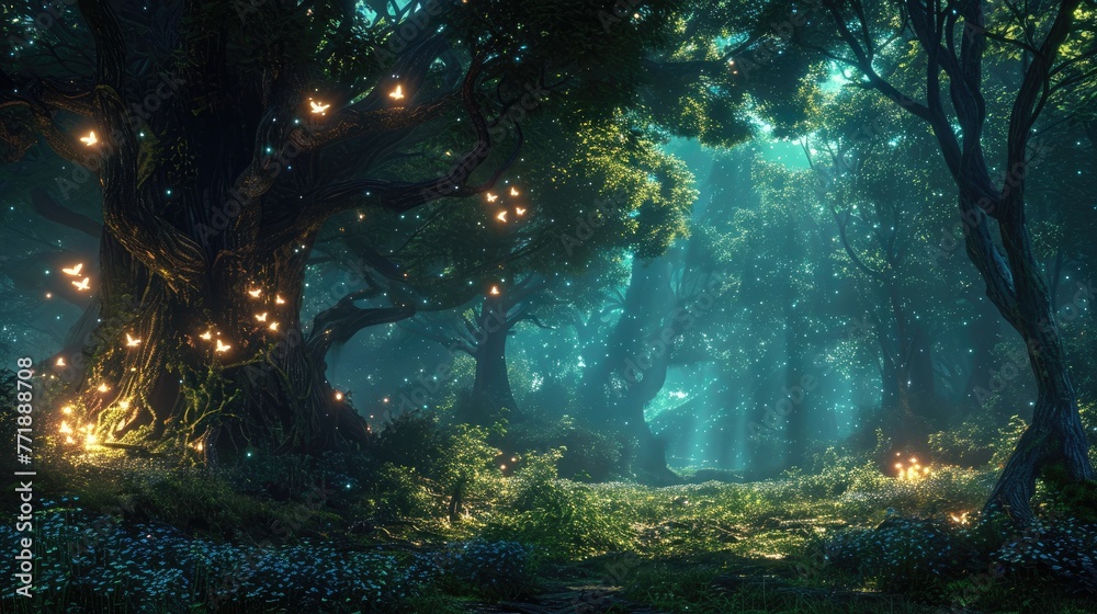 A forest environment with magical lighting, Enchanting forest bathed in magical lighting. A forest environment with magical lighting, Enchanting forest bathed in magical lighting.