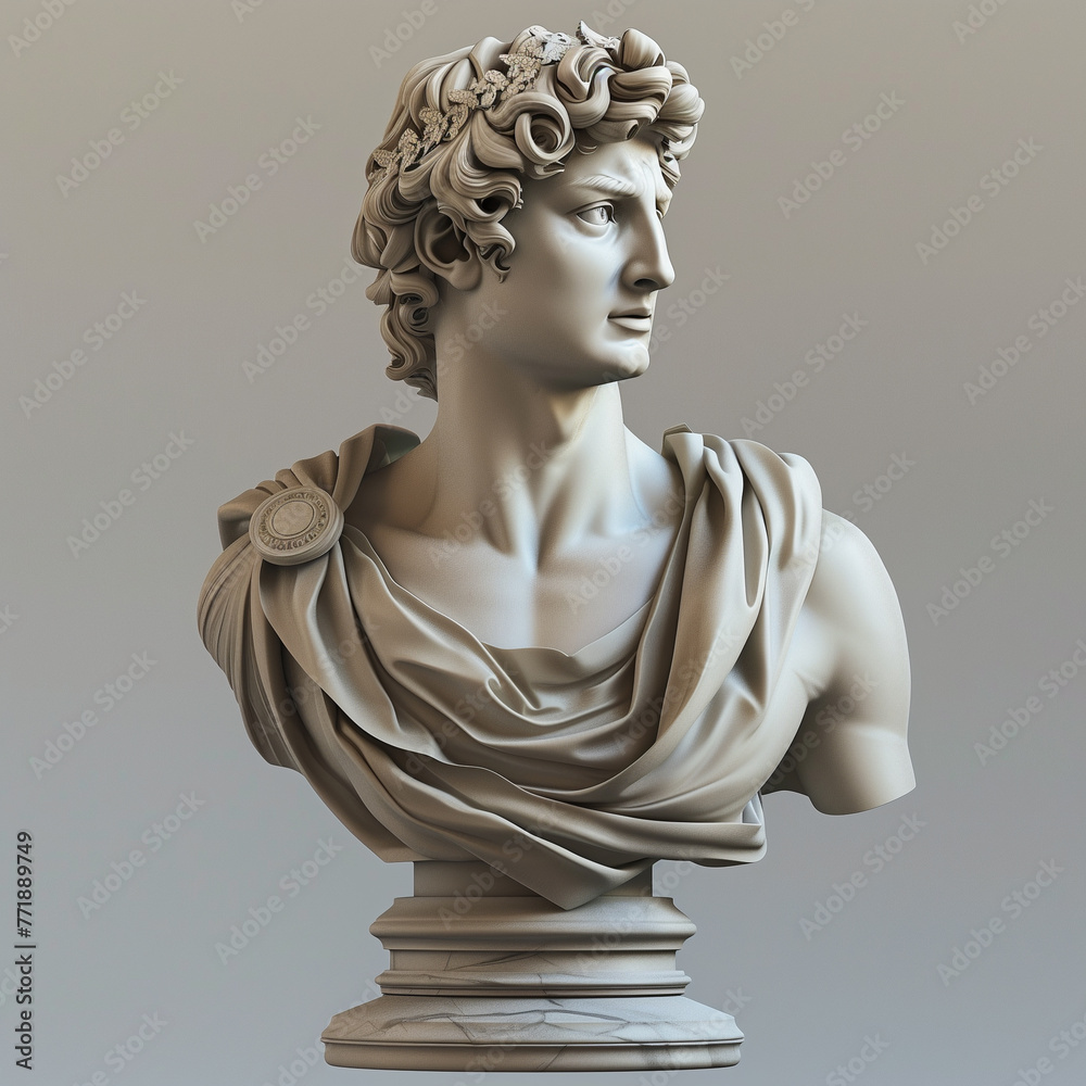 Statue of the Greek male. 3D rendering