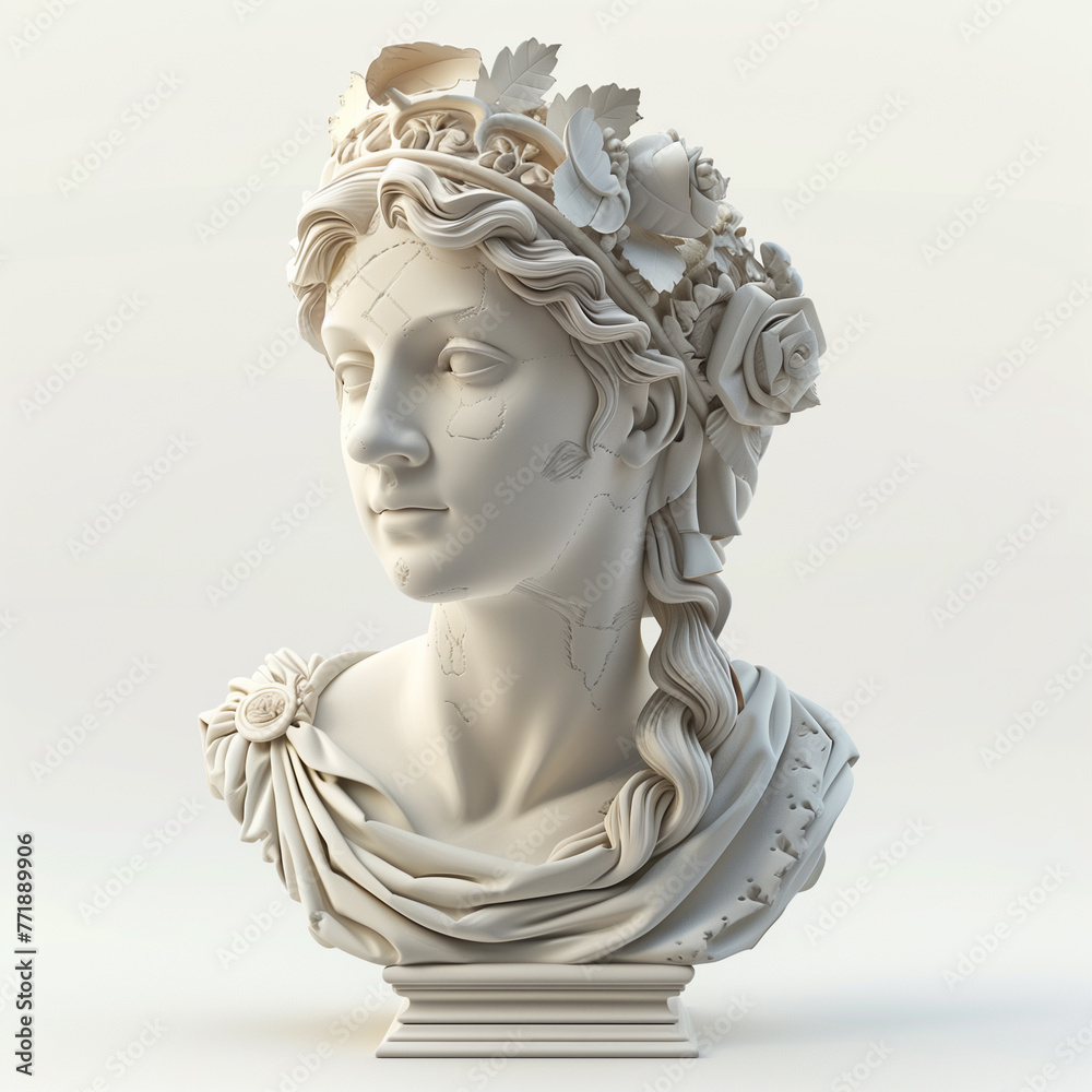 Statue of the Greek goddess. 3D rendering