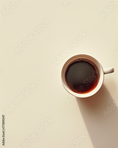 Cup of hot coffee minimalist space for text