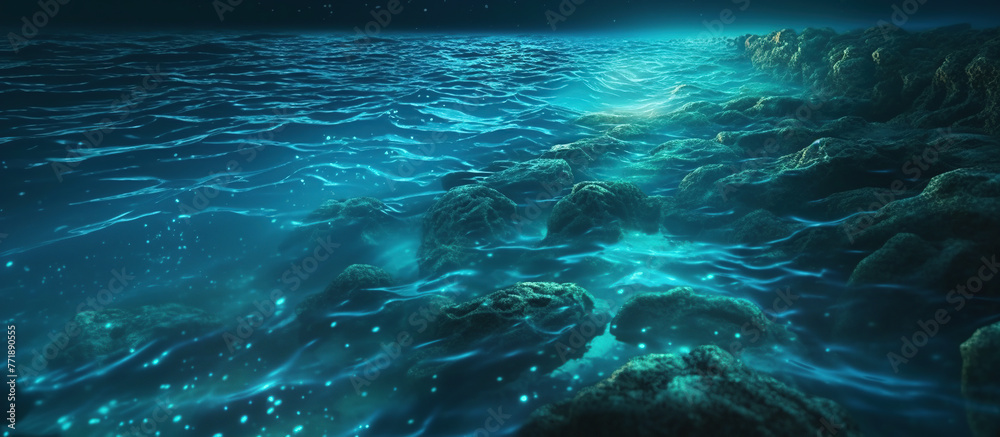 Bio luminescent ocean.AI generated Image