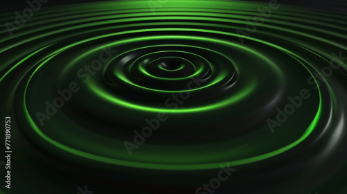 Circular sound wave ripples with neon green energy effects, dark minimalist theme