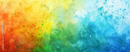 Rainbow watercolor with droplets, colorful abstract splatter, festive background