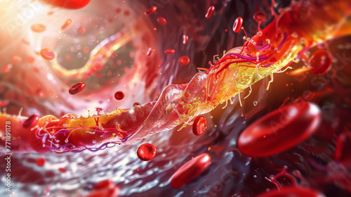 Digital art of lipids and their various forms within the bloodstream photo