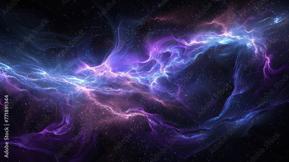 Ethereal light waves mimicking sound patterns, deep space ambiance, dark theme,