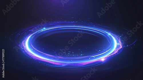 Ethereal circular sound waves with light energy effect halo, on a deep dark background