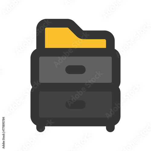 filing cabinet line color icon