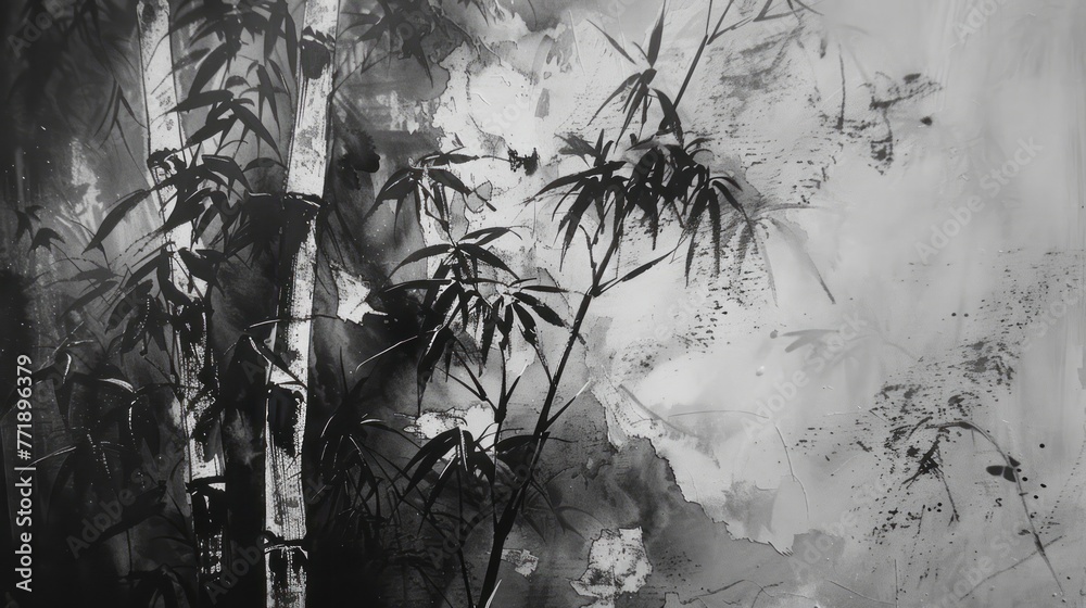 A bamboo tree, in a black and white imagery style. A bamboo tree, in a black and white imagery style.