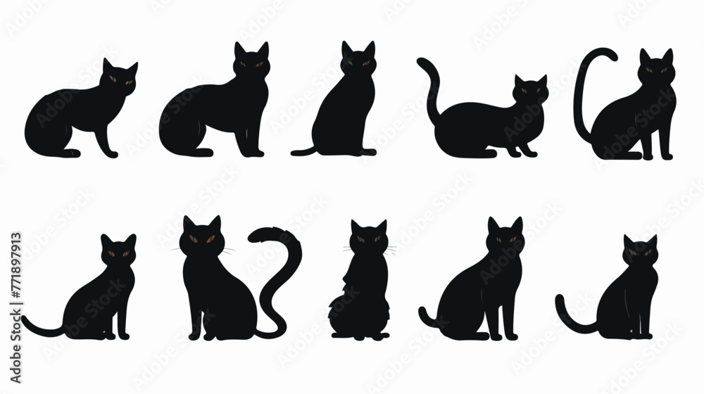 Set of Cats Silhouette Vector Isolated - Animal Sil