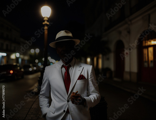 Ze Pilintra Umbanda Quimbanda Entity Trickster Malandro Walking in Rio de Janeiro photo