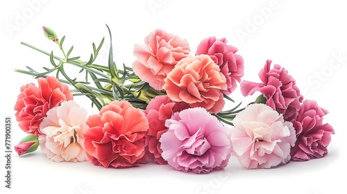 Wallpaper Mural bright, colored, carnation bouquet, full subject to view, photo realism, isolated, white background Torontodigital.ca