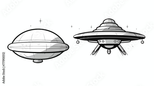 Fototapeta Naklejka Na Ścianę i Meble -  Space exploration flying saucer and space shuttle i