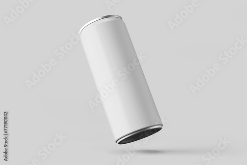 trendy minimal blank floating long slim aluminum metal tin energy cola soda drink can beverage product brand packaging realistic mockup design template 3d render illustration isolated  photo