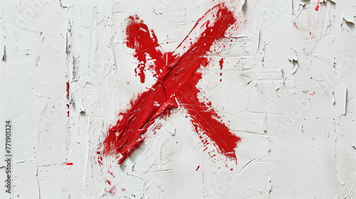 painted red X mark on gray background