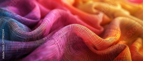 Photorealistic fabric weave texture, closeup, bursting with vibrant colors ,ultra HD,clean sharp