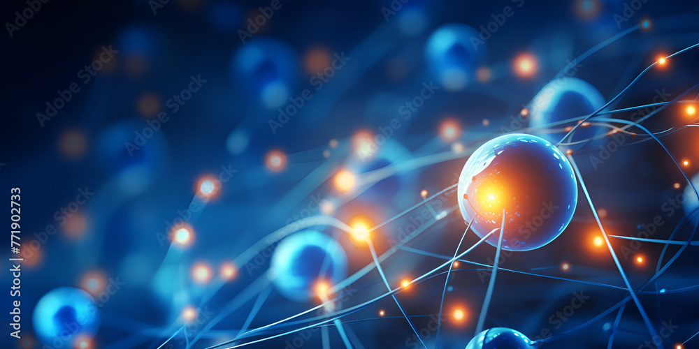 background with glowing lights, Modern concept futuristic connection internet technology background, Atom molecule structure abstract and medical concept

