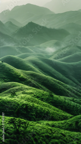 Scenic Landscape of filed hills layers at morning