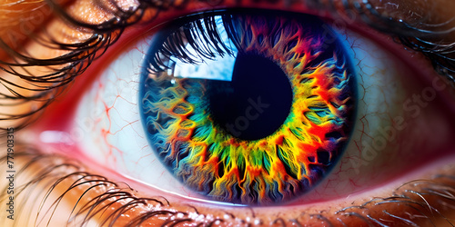eye of the person, Illustration of Human Eye Rainbow Color pupils 8K RAW image Captu
 photo