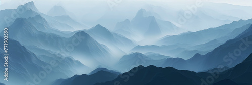 Scenic Landscape of mountain layers at dramatic misty morning 