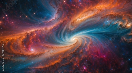 A colorful swirl of stars and galaxies in space. Generative AI.