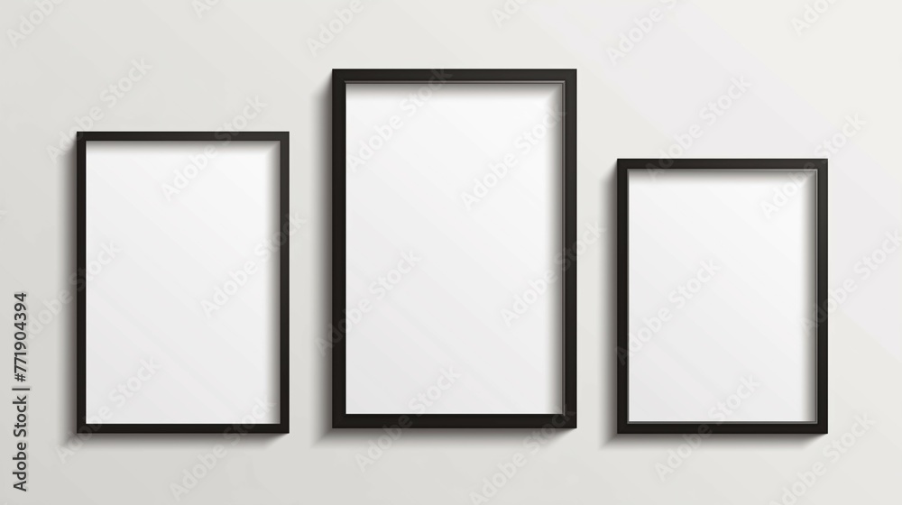 Blank frame mockup set design with black border on white background.Home decoration.Photo presentation.3d. Blank frame mockup set design with black border on white background.Home decoration.Photo presentation.3d.