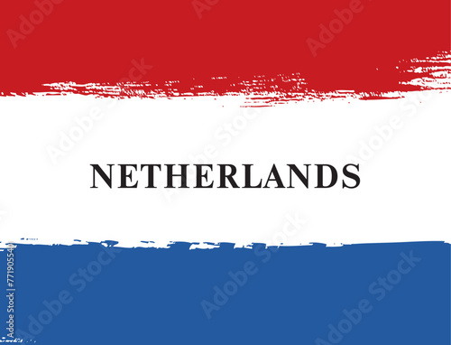 Принти на полотні Flag of Netherlands, brush stroke background