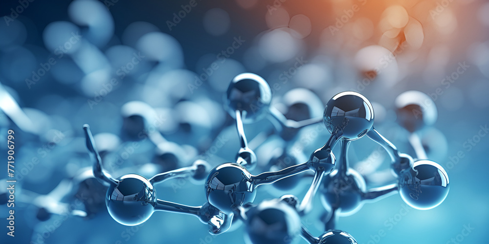 Water molecule Abstract molecule microbiology or science background
 - obrazy, fototapety, plakaty 