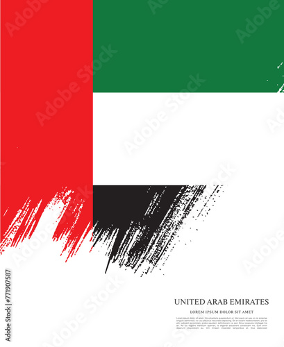 Flag of the United Arab Emirates. UAE flag. Brush stroke background