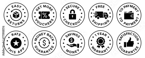 E-commerce and Shopping icons line set. Vector Illustration.