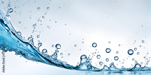 Water splashes, air drops and bubbles, clean water, background